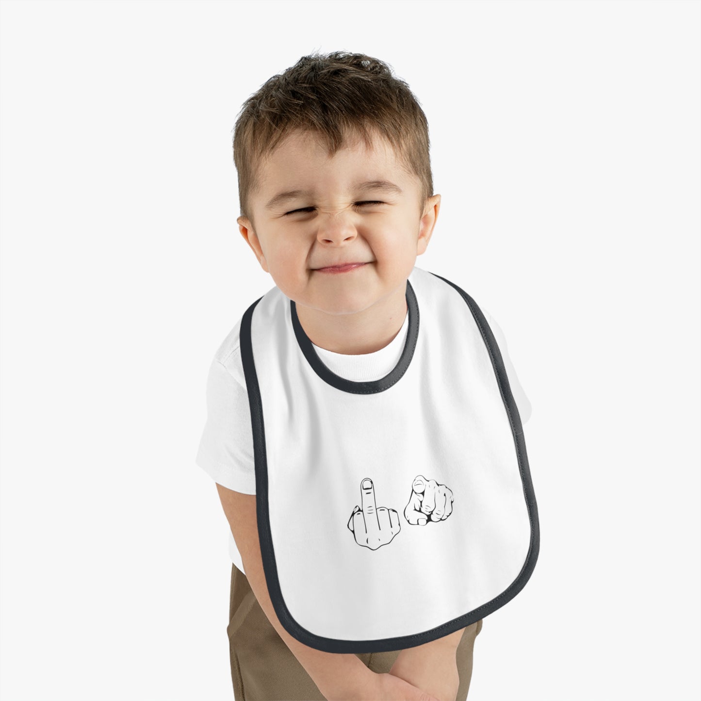 F U Baby Contrast Trim Jersey Bib